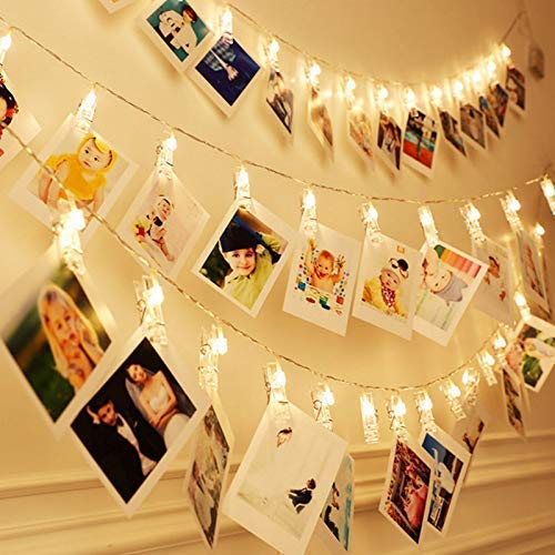 DesiDiya® 20 Photo Clip LED String Lights for Photo Hanging, Birthday, Festival, Wedding, Party for Home, Patio, Lawn, Restaurants Home Decoration (Warm White)