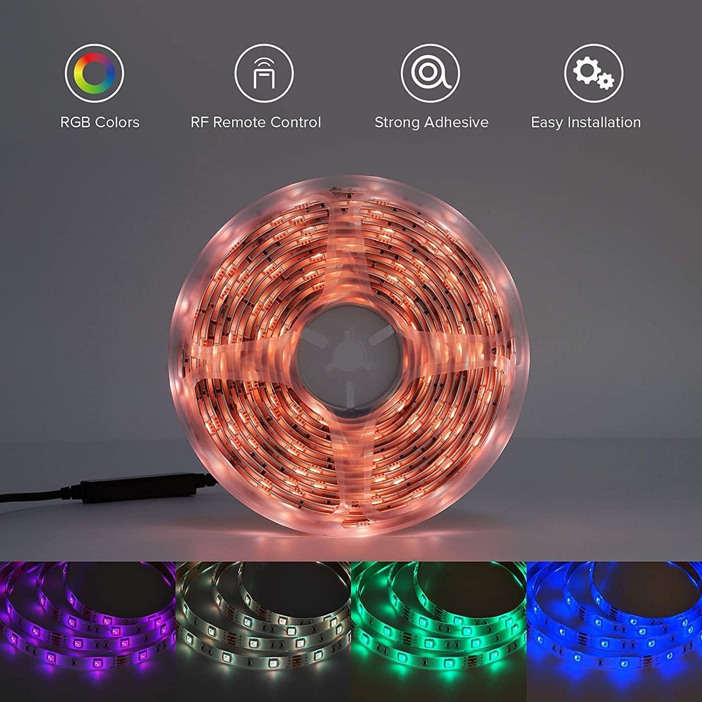 DesiDiya® 5 Meter 300 Led 5050 RGB Led Strip with Adapter/ Connector/ Driver , False Ceiling with 2A Adapter,16 Multicolour (RGB Led Strip Pack of 1) Copper