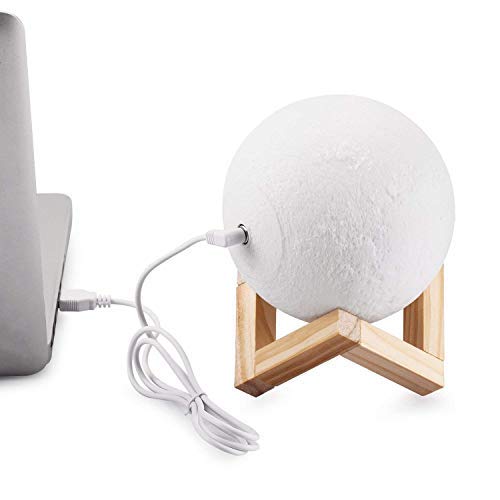 DesiDiya® 3D 7 Color Changing Moon Night Lamp with Stand for Bedroom Lights for Adults and Kids Home Room Beautiful Indoor Lighting - 15CM