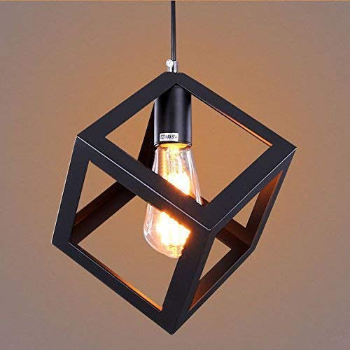 DesiDiya® Cube Shape Pendant Lights for Ceiling Pack of 1 (Black, Bulb not Included)