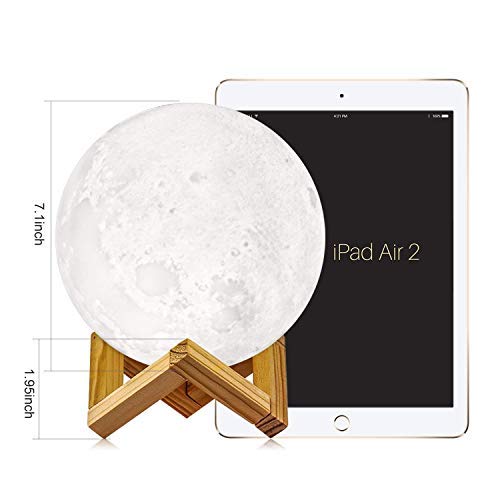 DesiDiya® 3D 7 Color Changing Moon Night Lamp with Stand for Bedroom Lights for Adults and Kids Home Room Beautiful Indoor Lighting - 15CM