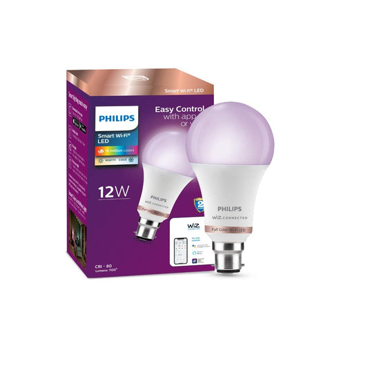 Philips Smart Wi-Fi LED Bulb B22 12-Watt WiZ Connected (16 Million Colors + Warm White/Neutral White/White + Dimmable + Pre-Set Modes) (Compatible with Amazon Alexa and Google Assistant)