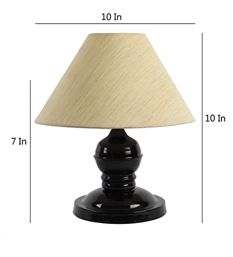 DesiDiya® Table Lamp With Cotton Fabric Shade for Bedroom Living Room Office Bulb Holder Type - B22 (Pack of 1 - Black, Bulb Not Included)