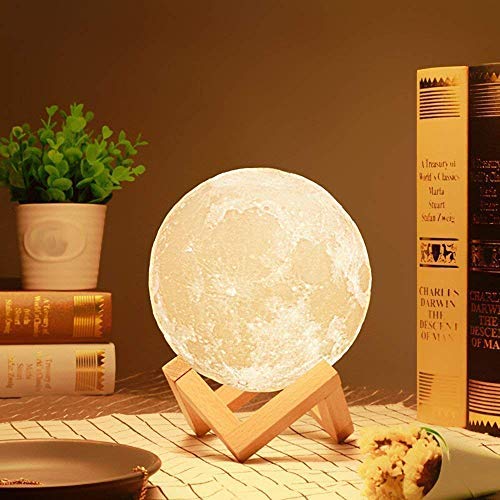 DesiDiya® 3D 7 Color Changing Moon Night Lamp with Stand for Bedroom Lights for Adults and Kids Home Room Beautiful Indoor Lighting - 15CM