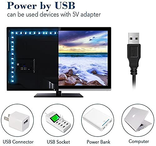 Desidiya® USB 5V 5050 RGB LED Flexible Strip Light Multi-Color Changing Lighting Kit, TV Background Lighting with Mini Controller for TV PC Laptop Bias Lighting (1 Meter for TV's Upto 28")