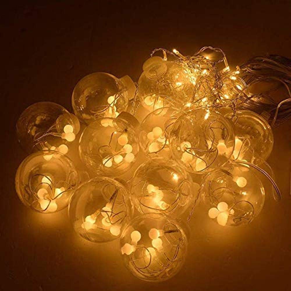 DesiDiya® 108 LED Bulb Shape Globe LED Curtain Lights for Home Decoration Party Festival Diwali Christmas (Warm White)