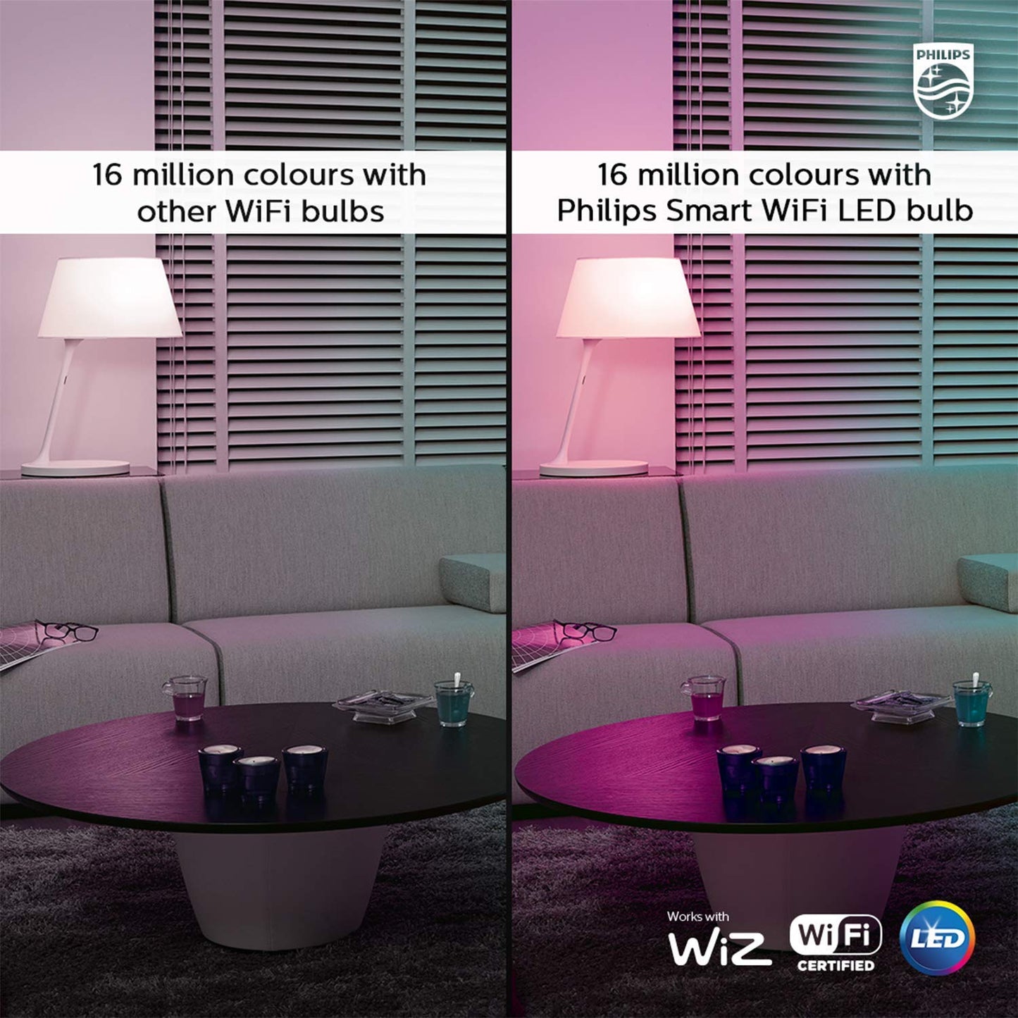 Philips Smart Wi-Fi LED Bulb B22 12-Watt WiZ Connected (16 Million Colors + Warm White/Neutral White/White + Dimmable + Pre-Set Modes) (Compatible with Amazon Alexa and Google Assistant)