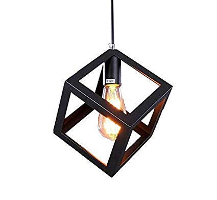DesiDiya® Cube Shape Pendant Lights for Ceiling Pack of 1 (Black, Bulb not Included)