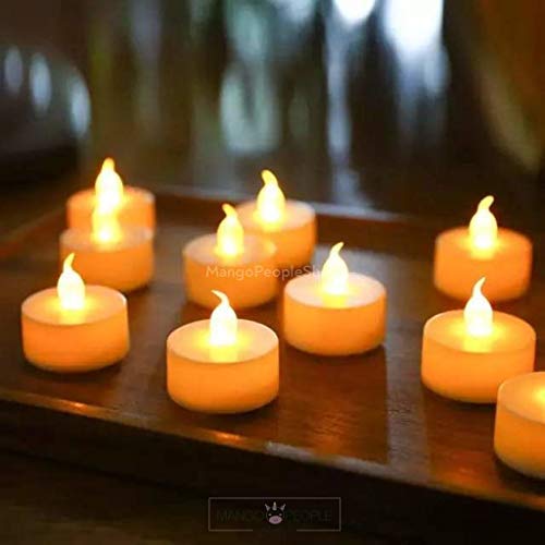 DesiDiya® Acrylic LED Tea Light Candles Warm White Diwali Christmas Home Decoration Candle Light Dinner Real Look Candle Pack of 12 (Led Diya)