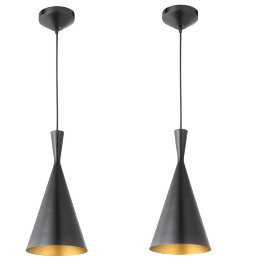 Desidiya ® Hanging Cone Pendant Ceiling Light Lamp, Bulb not Included (Black) - Pack of 2