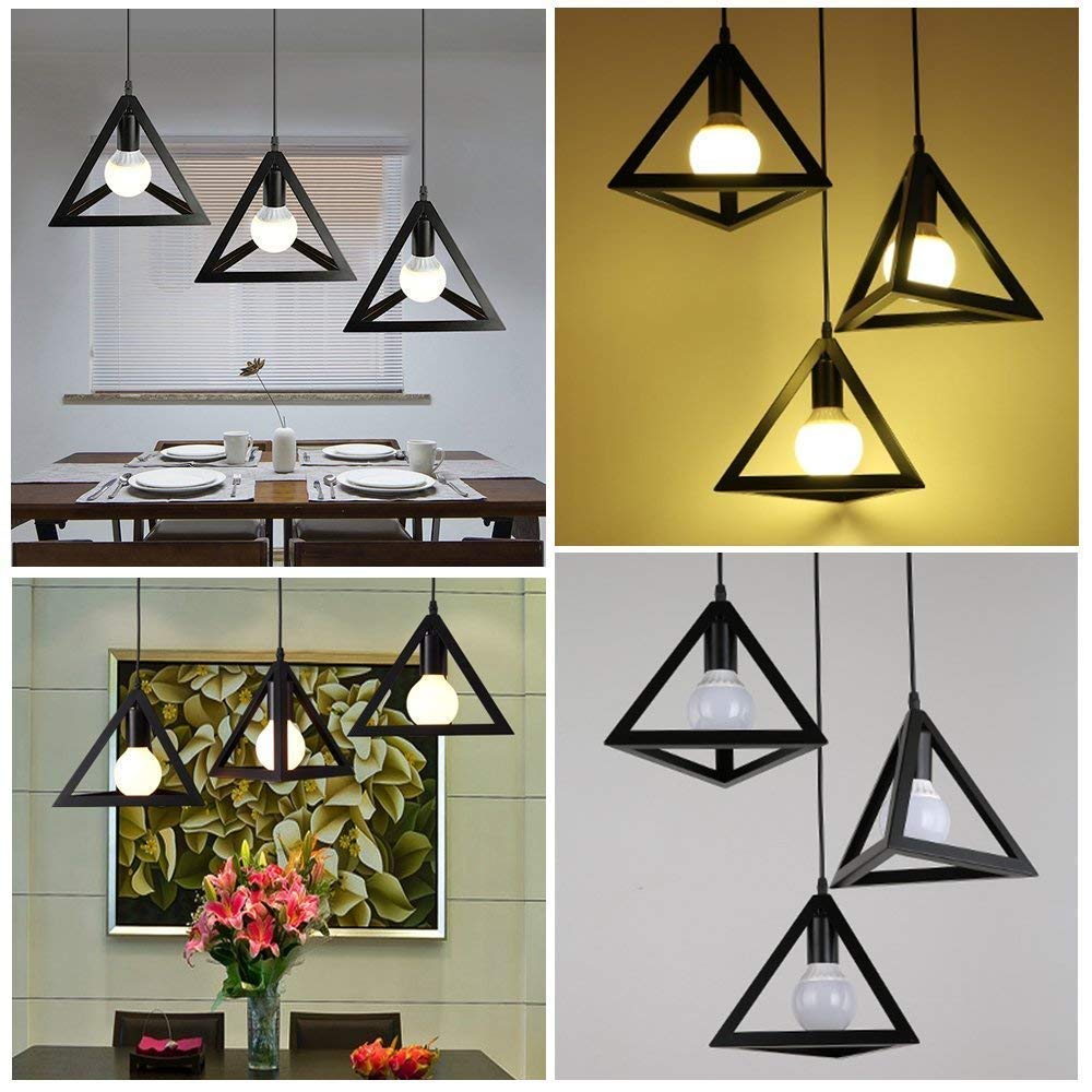 DesiDiya® Pyramid/ Triangle Shape Pendant Lights (Black, Bulb not Included)