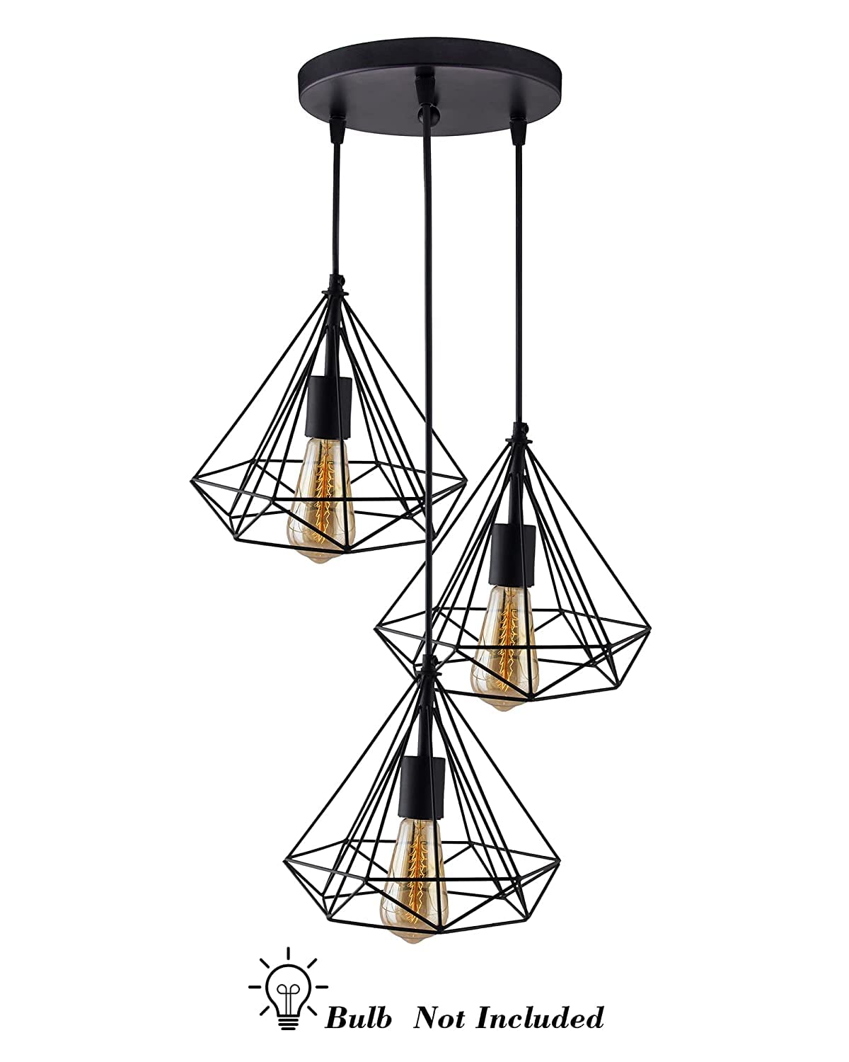 DesiDiya® Diamond Cluster Pendant Hanging Ceiling Decorative Light 40 Watts,(Bulb Not Included, Black)