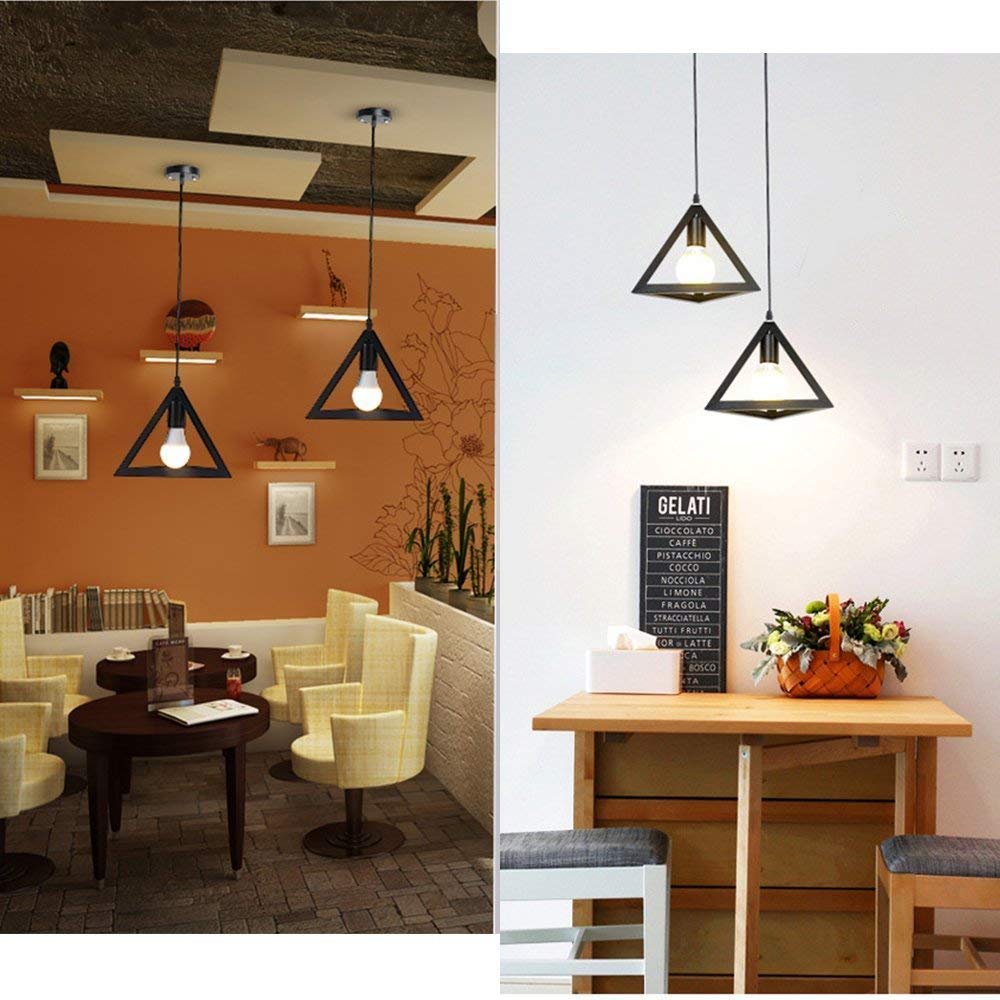 DesiDiya® Pyramid/ Triangle Shape Pendant Lights (Black, Bulb not Included)