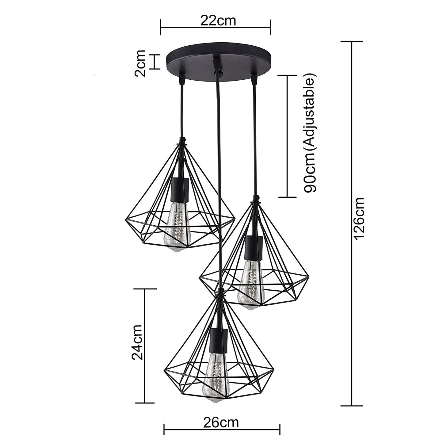 DesiDiya® Diamond Cluster Pendant Hanging Ceiling Decorative Light 40 Watts,(Bulb Not Included, Black)