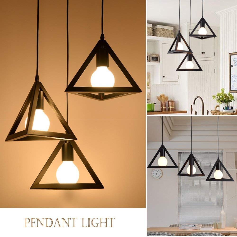 DesiDiya® Pyramid/ Triangle Shape Pendant Lights (Black, Bulb not Included)