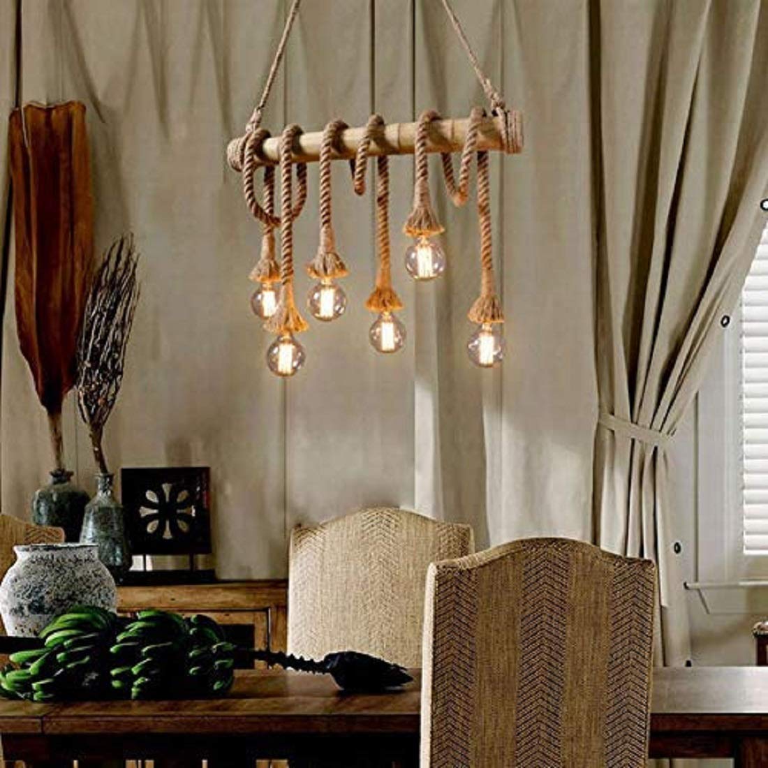 DesiDiya® Bamboo Rope Lights for Ceiling Hanging, Bulb Not Included