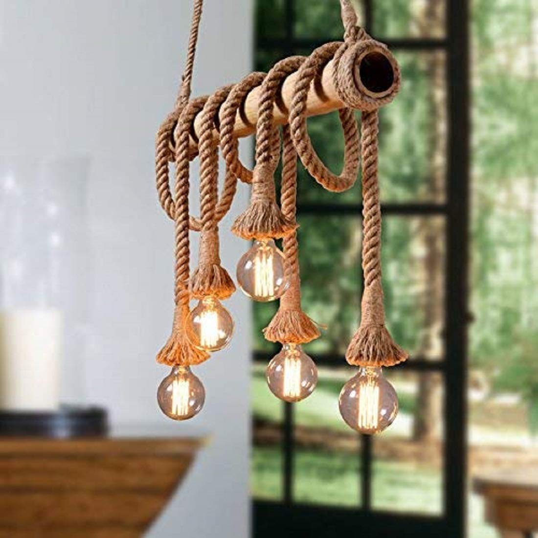 DesiDiya® Bamboo Rope Lights for Ceiling Hanging, Bulb Not Included