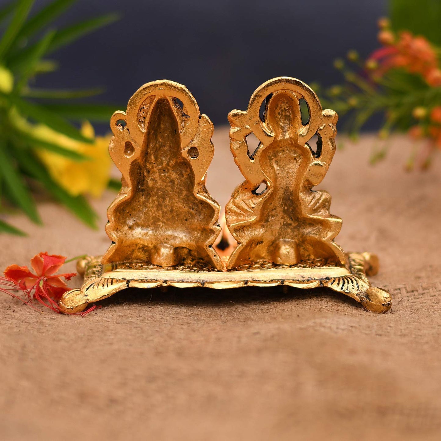 DesiDiya® Laxmi Ganesh Idol Showpiece with Diya/Lord Idol with Diya/Diwali Home Decoration Items/Lakshmi Ganesh for Diwali Puja