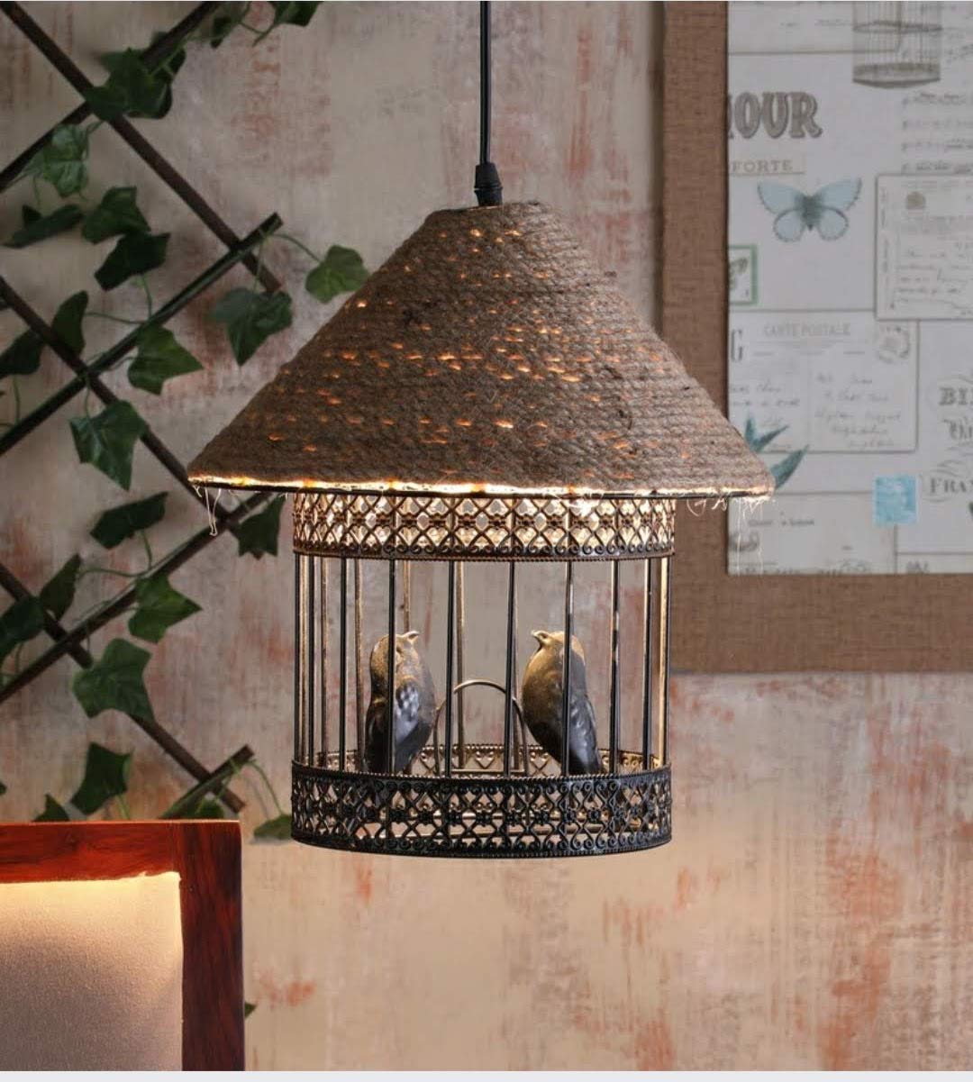 Desidiya ® Love Bird Cage Ceiling Hanging Pendant Lights Lamp ( Black)