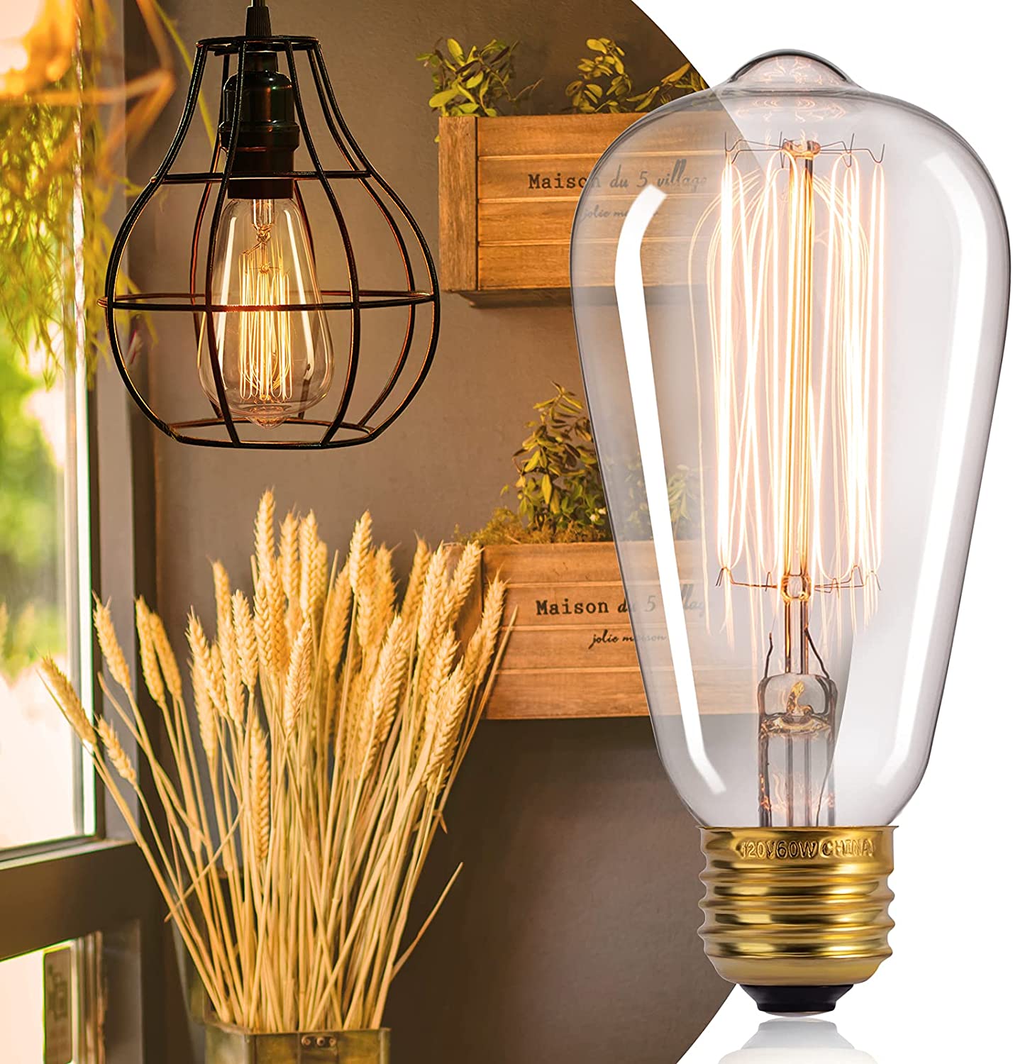 DesiDiya® Edison Tungsten Filament Antique Glass Light Bulbs